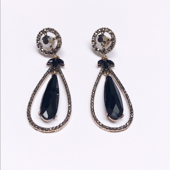 Black stone dangling earrings - Picture 5 of 8